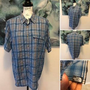 The North Face Blue Plaid Casual Button Down Shirt